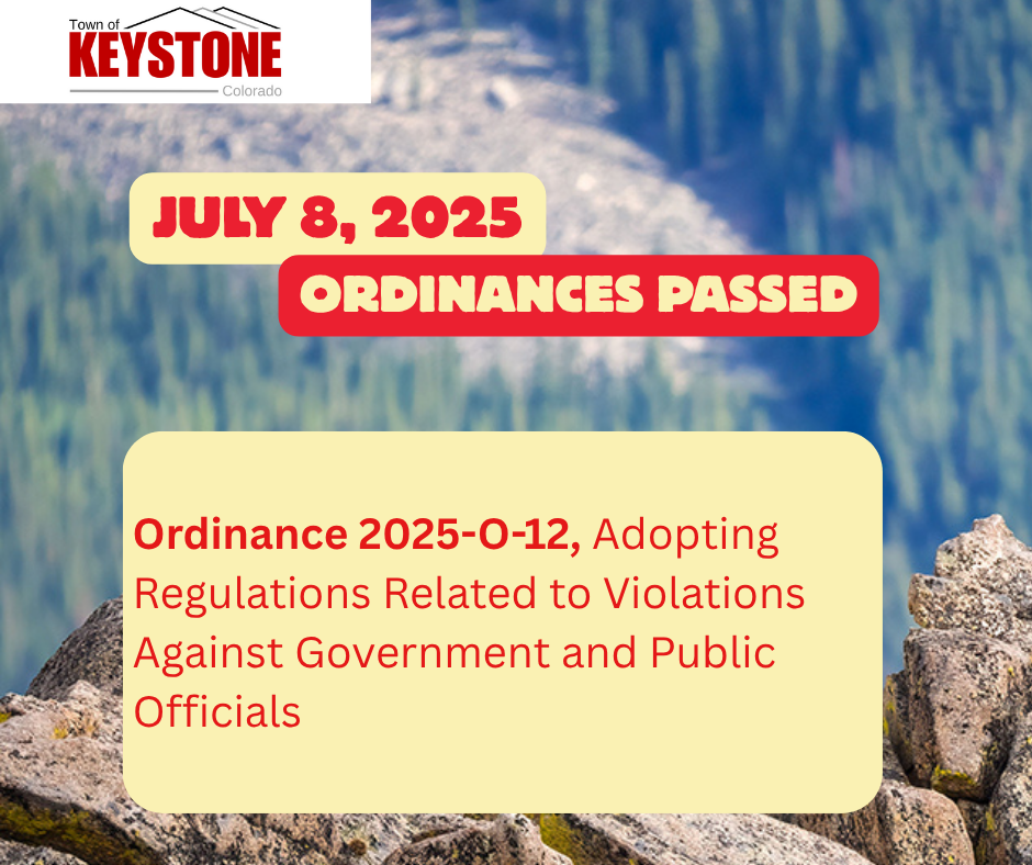 July 8, 2025 - Ordinances Passed: Ordinance 2025-O-12, Adopting Regulations Related to Violations Against Government and Public Officials
